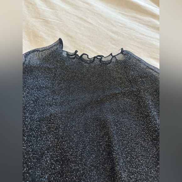 Sheer Sparkly Mock Turtleneck Top - New Years Eve Outfits - Picture 3 of 3